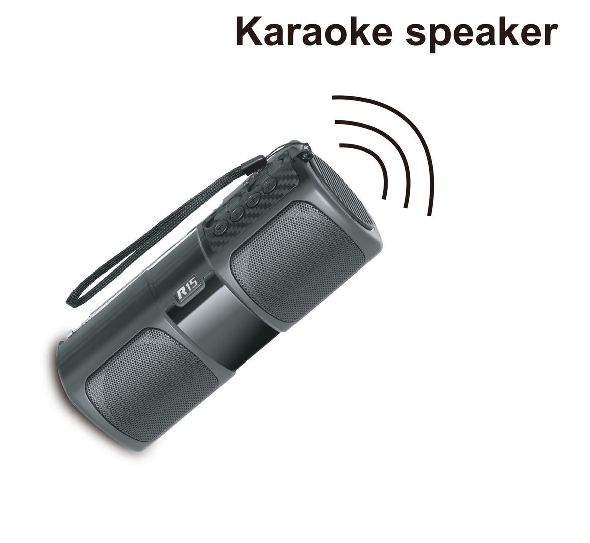The 2022 new private model microphone Bluetooth speaker R15 dual-speaker radio is a best-selling Bluetooth speaker in Africa Item Picture