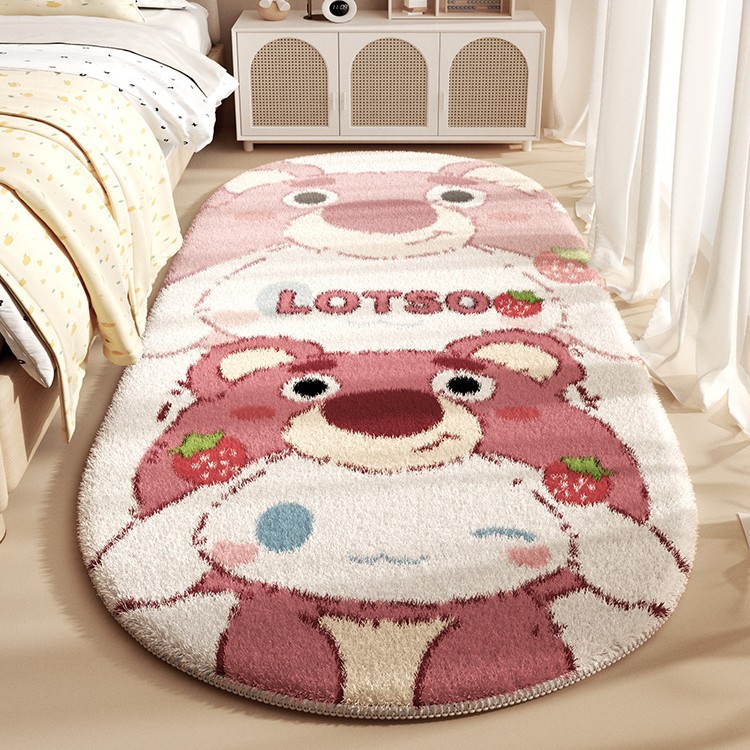 Cartoon floor MATS, bedroom bedside carpets, cool, dirt-resistant, easy to maintain, long plush decorative anti-slip MATS, manufacturer wholesale, wholesale high-quality bedroom carpets, office carpets, hotel carpets details Picture