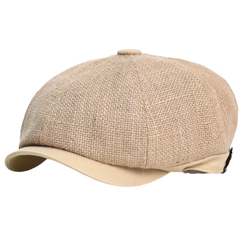 Genuine jute mesh breathable thin octagonal hats for men and women, summer baseball caps, net caps, sunshade hats, painter and newsboy hats, cool hats Item Picture