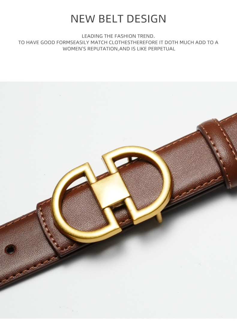 女士腰带双面真皮平滑扣高品质束腰带配连衣裙装饰纯牛皮皮带女潮详情13