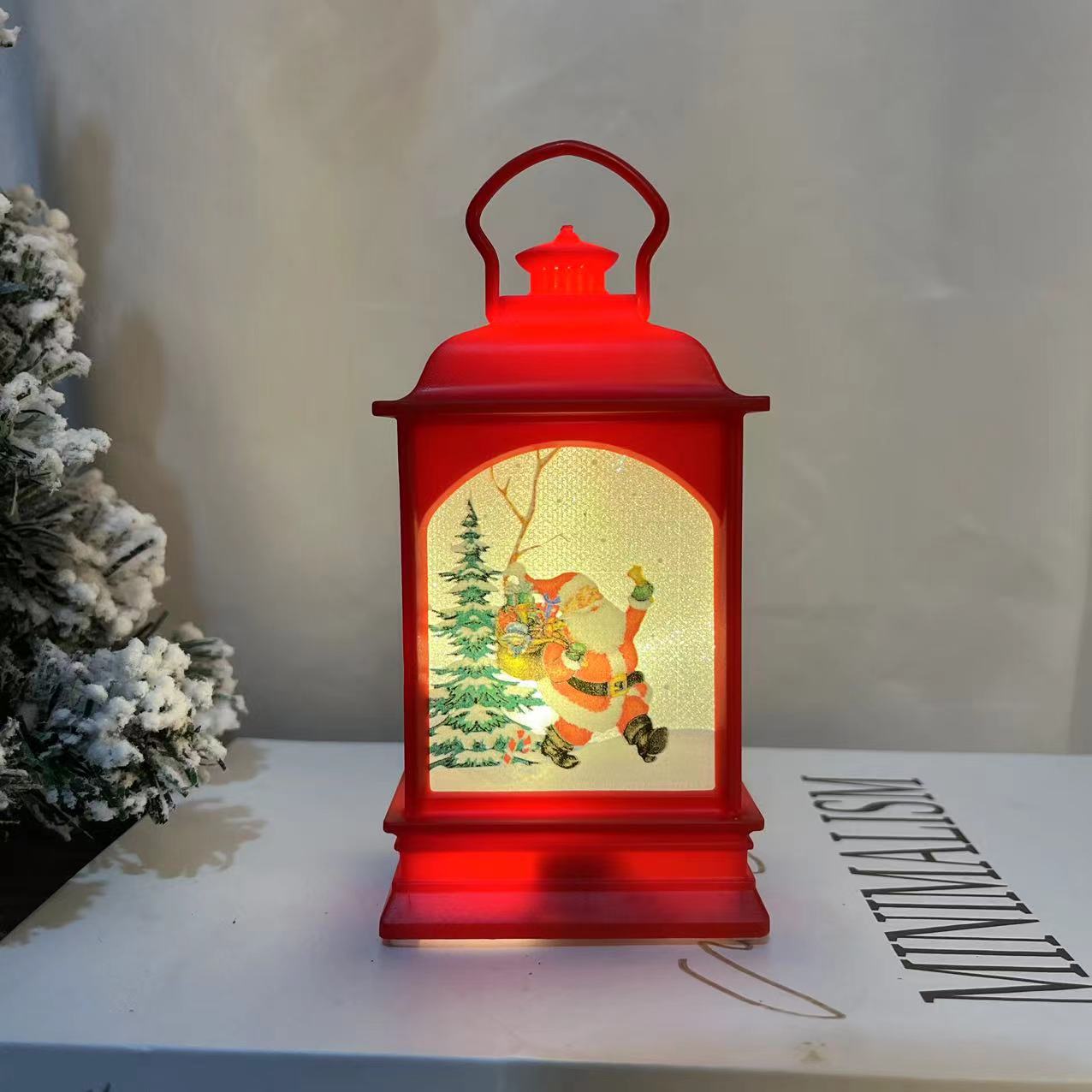 Cross-Border New Christmas Decoration Retro Small Flat Wind Lamp Santa Claus Decoration Portable Light Night Light Decoration Application Scenario