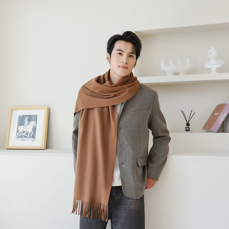Men's Scarf Winter Burst Wool Scarf Female Winter High-Grade Sense New Korean Version Of Solid Color Cashmere Scarf Wholesale
