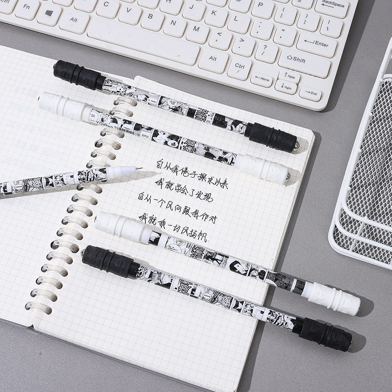 Yqiduo Cartoon Black And White Revolving Pen Special Cartoon Student Stationery Revolving Pen Stress Relief Gift Pen Signature Pen Application Scenario