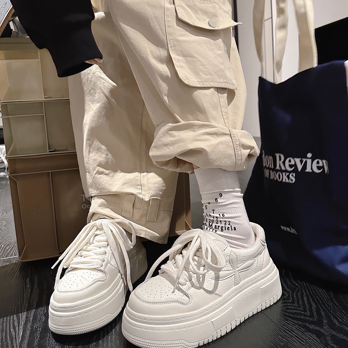 High version ~ cowhide 2024 spring new thick soled small white shoes Korean version of leisure everything inside the increase leather board shoes women Specification drawing