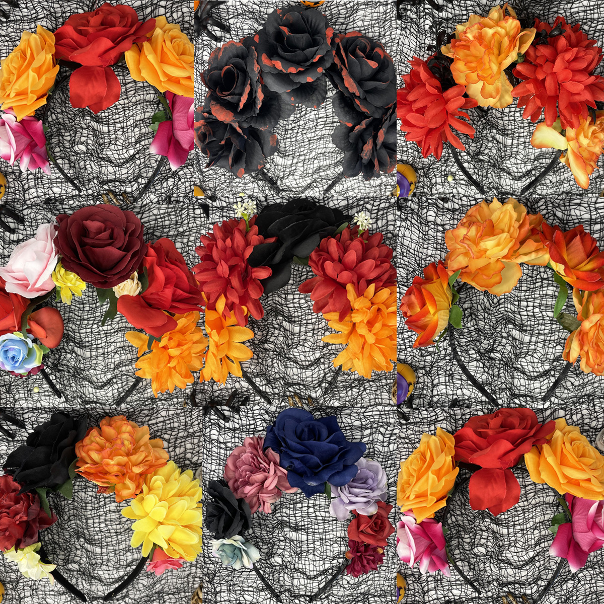 New Halloween simulation flower headband, dark horror skull head, Day of the Dead hair accessory, party cos headwear wholesale Application Scenario