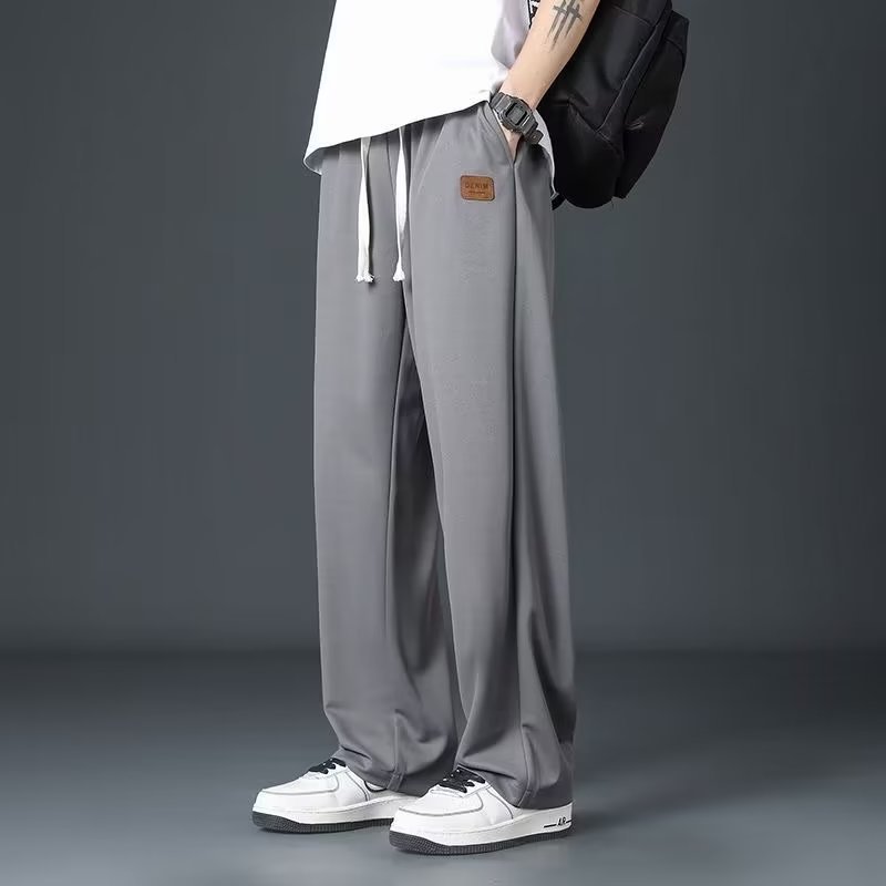 Original manufacturer: Men's casual pants for spring and summer, thin ice silk sweatpants, straight-leg sport pants, men's spring and autumn stretch pants
