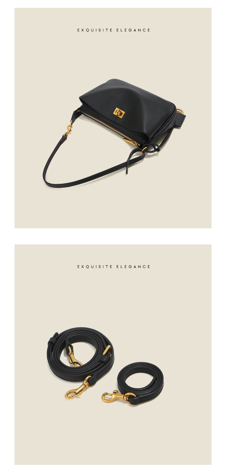 小众真皮麻将包女高级感手提包锁扣韩系拉链通勤大容量单肩斜挎包详情24