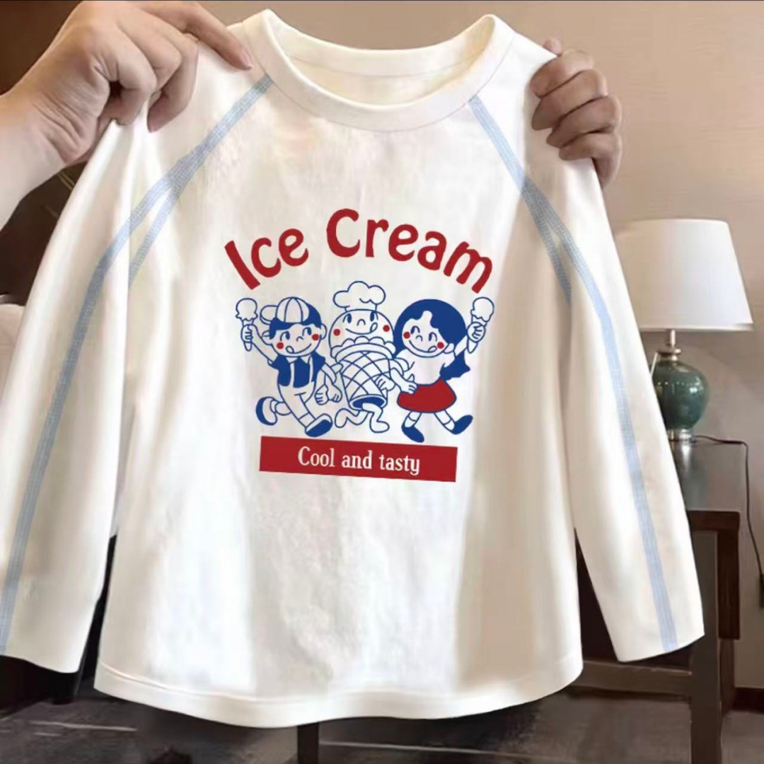 女童100%纯棉长袖2025春秋新款洋气打底T恤童装透气薄款圆领上衣详情13