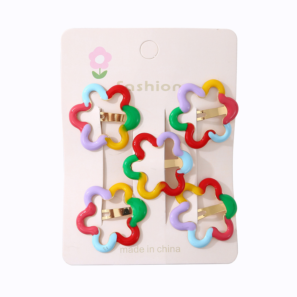 Children's Colorful Flowers Cute Broken Hair Bb Clip Headwear For Girls Rainbow Side Fringe Hairpin For Girls Hairpin Hair Accessories Item Picture