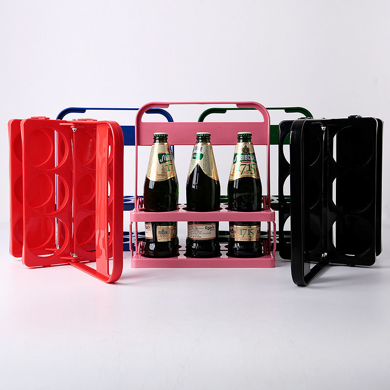 批发便携KTV塑料可折叠啤酒篮半打6瓶装手提篮红酒筐可印刷LOGO详情图4