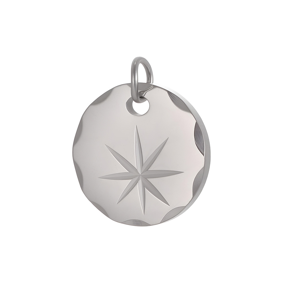 Cross-border best-selling stainless steel pendant texture pattern round plate heart four-leaf clover diy bracelet necklace accessory pic 31
