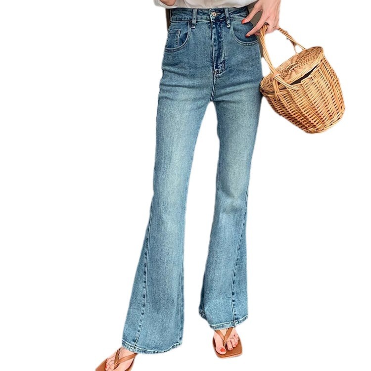 Braza Jonnh No Stick Leg Micro-Cropped Jeans Light Blue High-Waisted Jeans Women Loose Slimming Mop Summer Item Picture