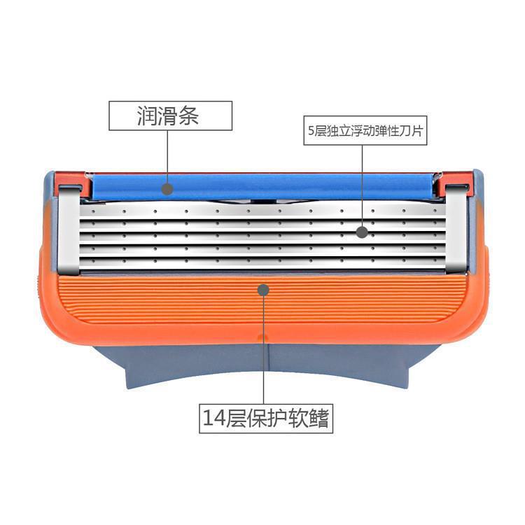 Wholesale in stock for foreign trade, orange five-layer blade, five-layer razor, manual shaving head, universal Geely, cross-border hot Application Scenario