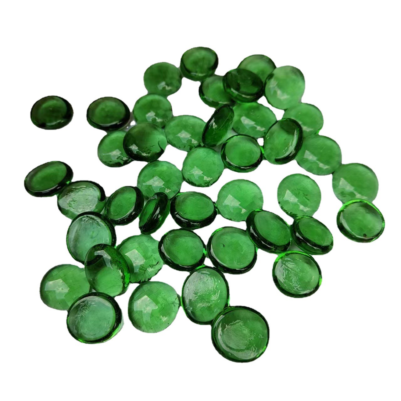 Glass flat beads: 12-14mm, 17-19mm. Glass beads for garden decoration, fish tank base, in various colors Item Picture