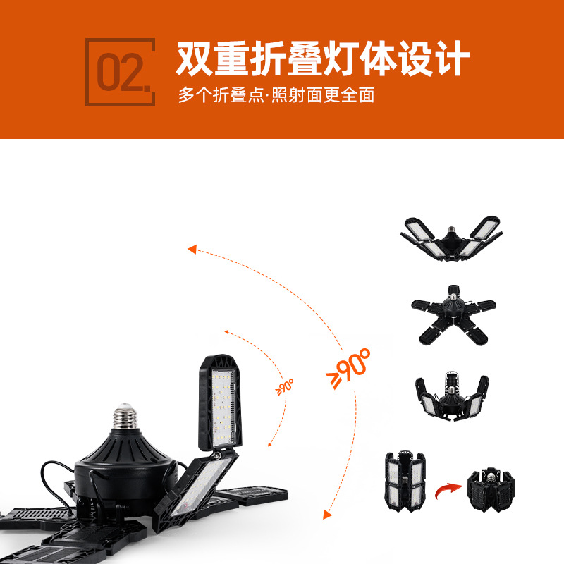 10 leaf factory lamp folding mining lamp LED double fold bulb 180w multi-face deformation light plate