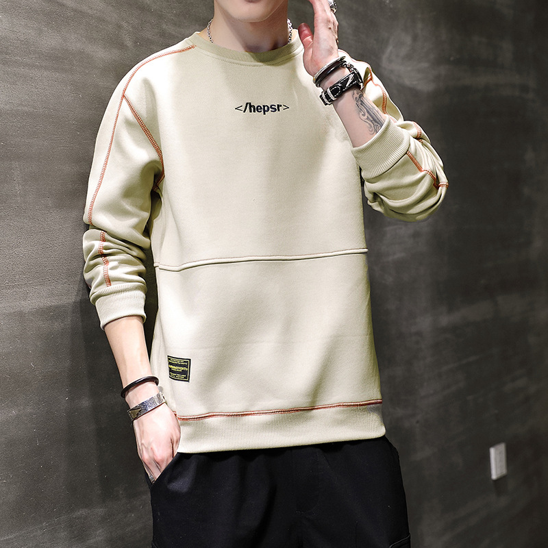 Men's hoodie Spring 2022 New style long-sleeved round-neck casual and trendy student cool and stylish pullover autumn top details Picture