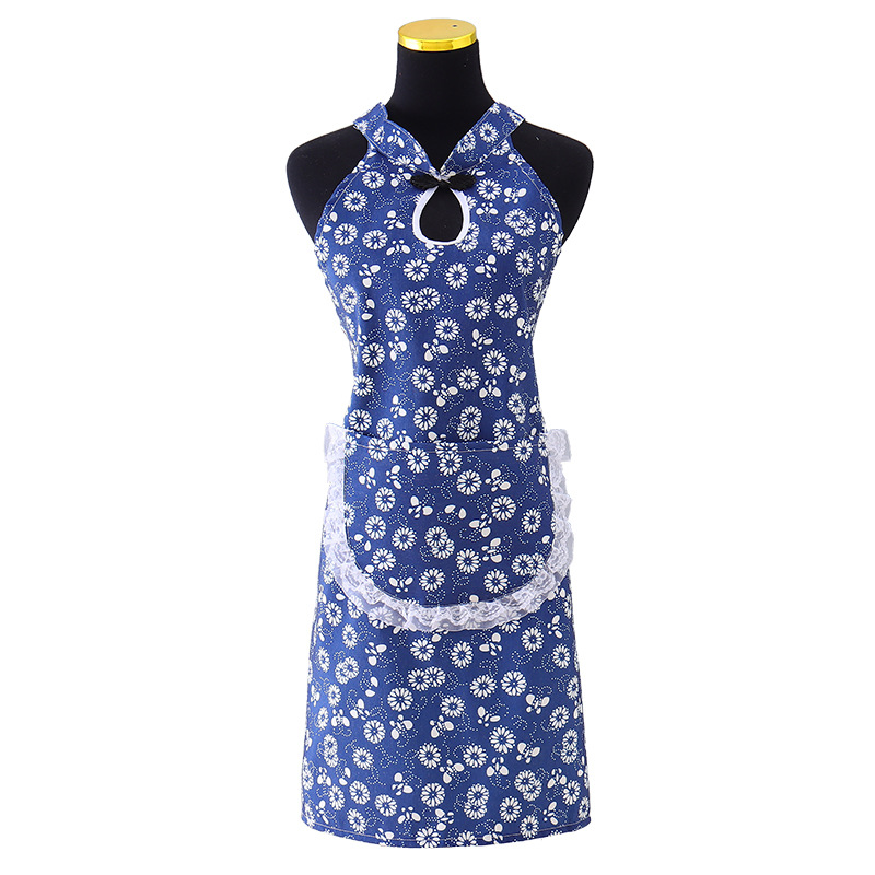 Vintage Clasp Apron Women's Kitchen Cooking Oil Apron New Vintage Large Pocket Apron details Picture