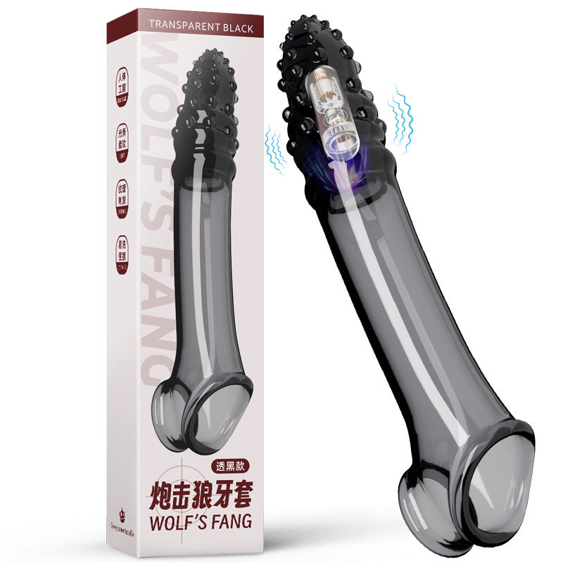 Triple locking spirit Wolf tooth sleeve vibration sleeve lengthened and thickened G-point stimulating sex toy ring full figure