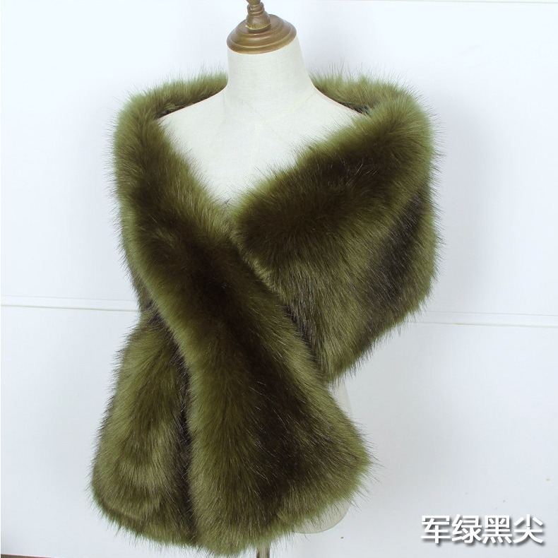 Fur collar shawl, faux fur fox fur large shawl, women's stage dinner dress, cape, scarf, scarf, false collar Specification image