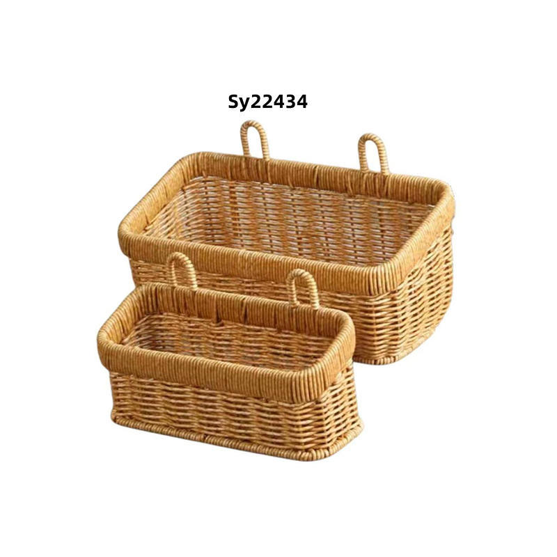 Imitation Rattan Ginger Garlic Storage Basket Woven Hanging Basket Kitchen Ginger Garlic Onion Egg Fruit Wall Hanging Basket Imitation Rattan Storage Box Item Picture