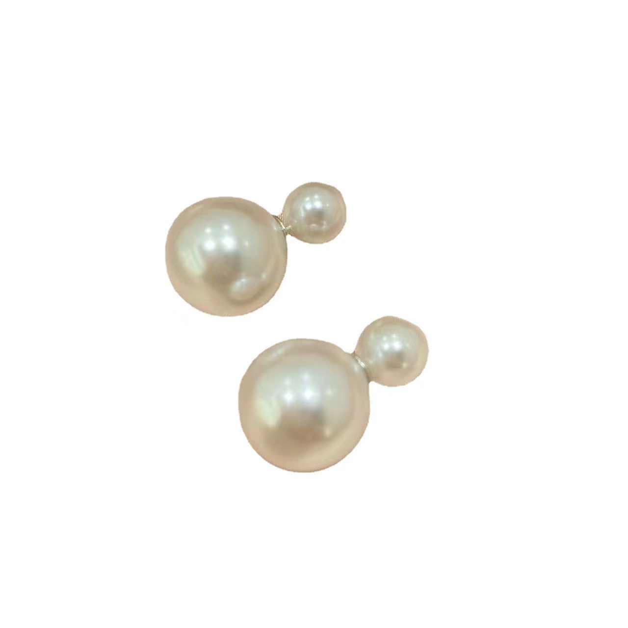 Shi Family's double-headed pearl stud earrings, large pearl stud earrings, women's high-end Internet celebrity style, double-sided pearl earrings, versatile for commuting Item Picture