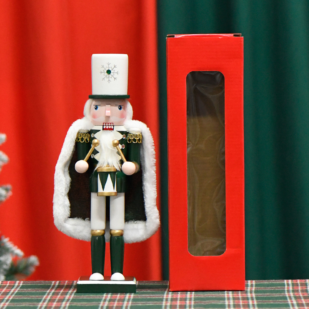 A new 30CM green cape, drummer and nutcracker Christmas decoration piece for the desktop Christmas has been added to the 12-inch screen Specification image