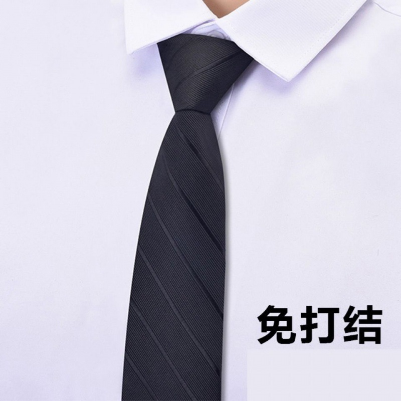 Striped Tie Zipper Female Groom Wedding Blue Fine Black Lazy People Do Not Play An Easy Pull Men's Business Dress details Picture