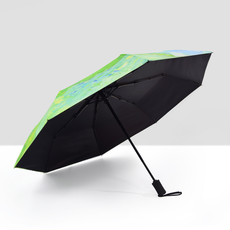 Fully automatic 8-bone outdoor umbrella, all-weather umbrella, umbrella for sun protection, automatic black rubber umbrella, folding umbrella Application Scenario