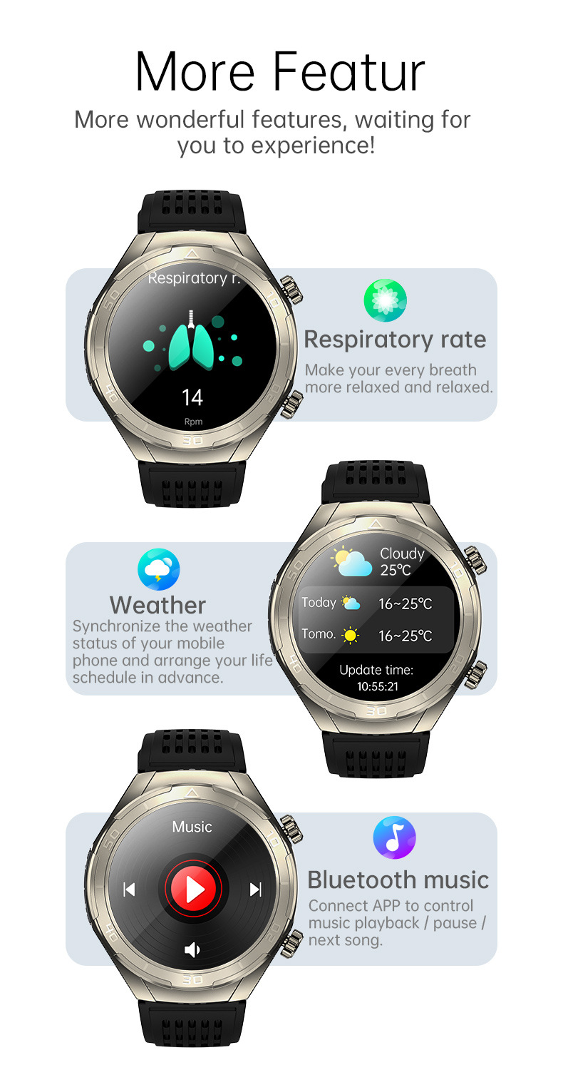 1.6inch金属CES睡眠心率血压血氧HRV压力尿酸血糖ECG心电通话手表详情34