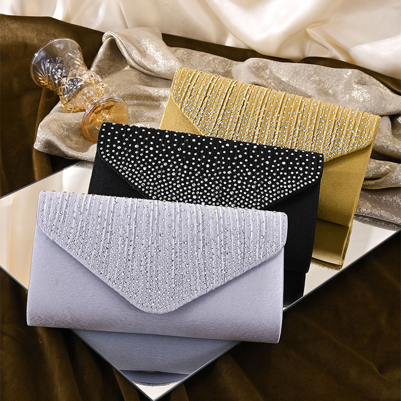 跨境新款晚宴包水钻手拿包链条女士宴会包礼服晚装包女包批发方包