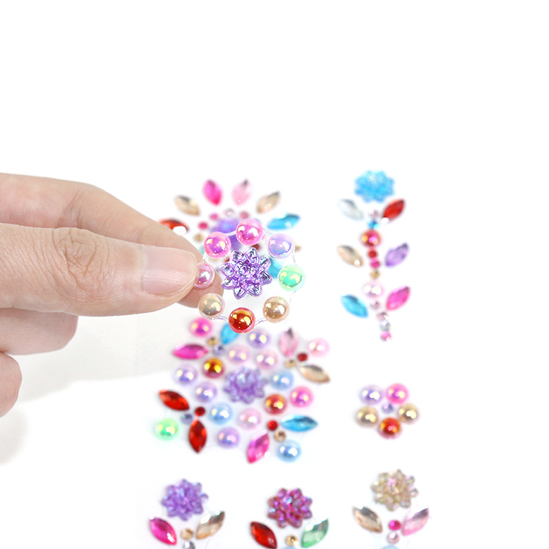 Pearl resin water diamond stickers for children, acrylic DIY mobile phone diamond stickers, pearl rose flowers Specification image