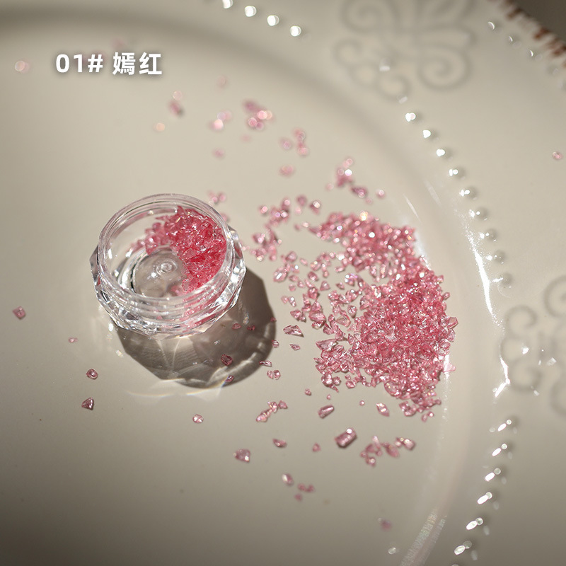琉璃水晶石美甲碎石小饰品冰透日式偏光碎钻 DIY指甲装饰钻石混装