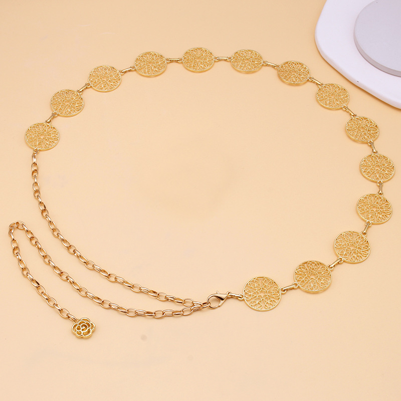 Spring and summer hook-adjustable waist chain for women, a fashionable European and American metal chain that pairs well with dresses and sweaters to decorate the body chain Specification image