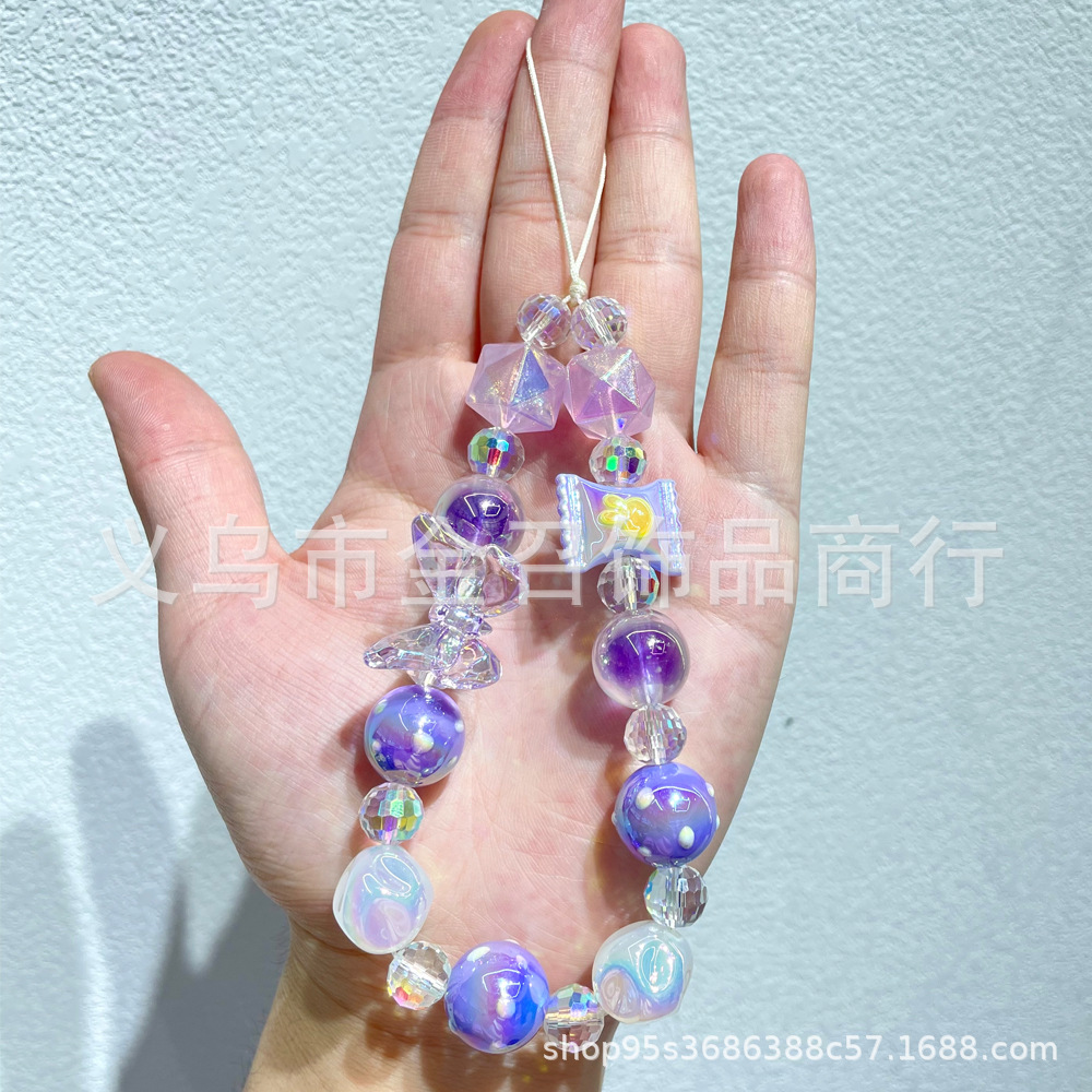 Douyin Live Streaming: New Butterfly Candy mobile phone chain, single-buckle mobile phone pendant, figs beaded mobile phone pendant Specification image