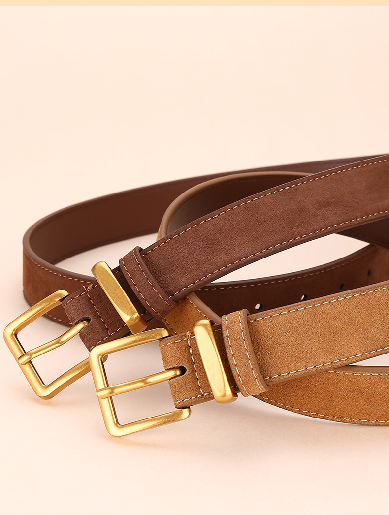 百搭女士磨砂皮带轻奢简约时尚装饰新款牛仔裤腰带女反绒二层牛皮详情18