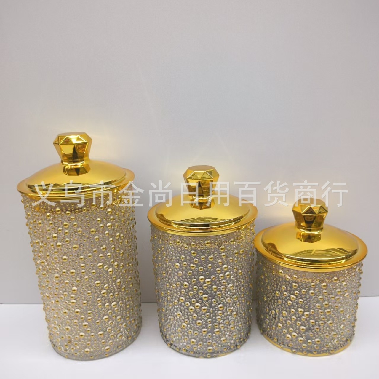 Golden pearl storage jar, desktop portable nut and candy jar, hotel tea jar decoration