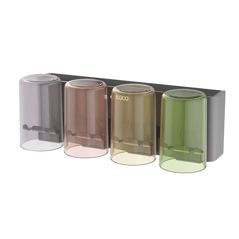 Home wall hanging mouthwash cup set Advanced sense ins perforation-free family of four toothbrush cup shelf storage rack Item Picture