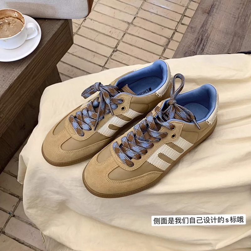 Su Yinyin's same style of in-stock casual shoes, American retro color-blocked casual shoes, soft leather sports S-shaped German training shoes, women's shoes