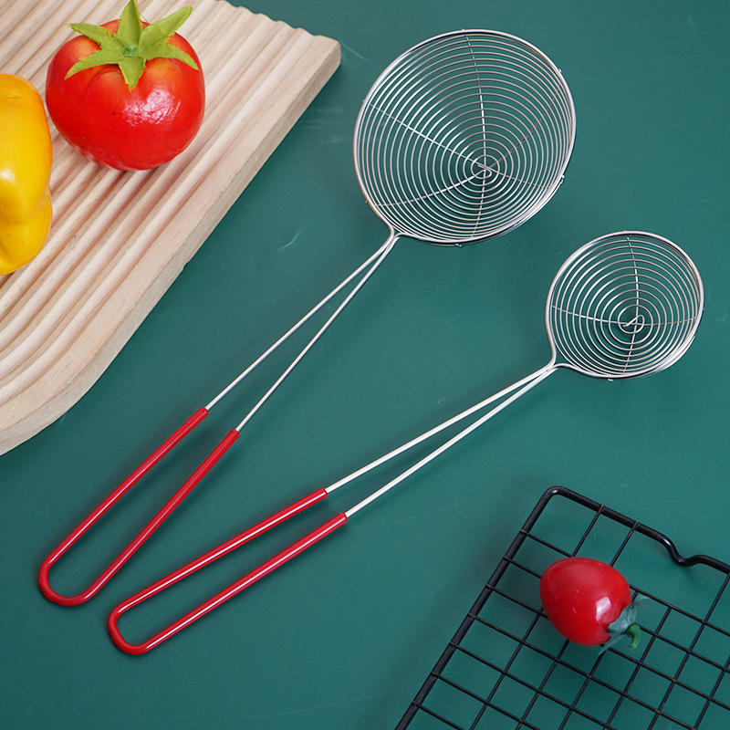 Stainless steel wire strainer for bubble milk tea, extended mesh strainer, deepened filter screen for hot pot, large mesh for scooping wholesale details Picture