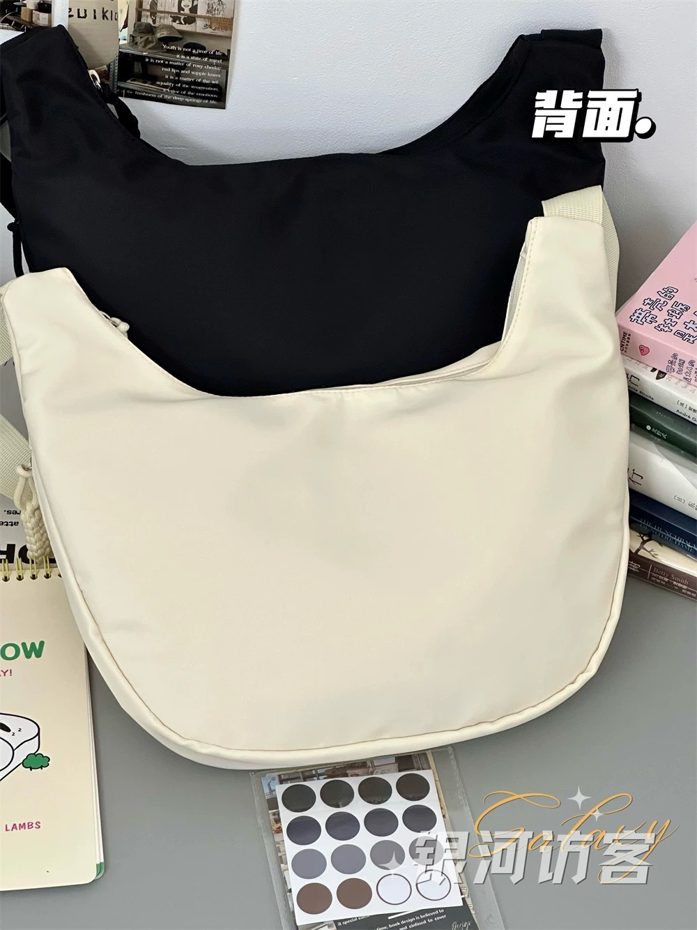 新款日系饺子包ins女休闲百搭少女斜挎包纯色上课通勤单肩包学生详情10