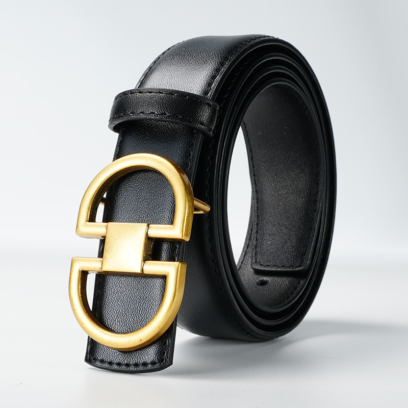 女士腰带双面真皮平滑扣高品质束腰带配连衣裙装饰纯牛皮皮带女潮