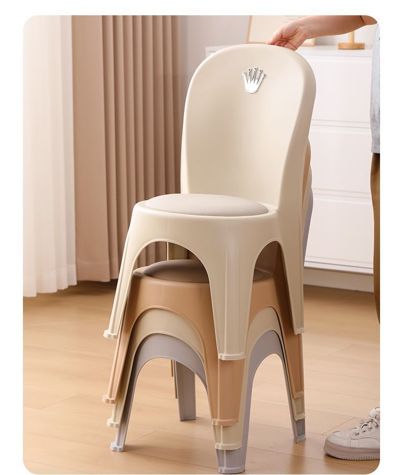 家居靠背椅加厚软包皮革塑料椅子高椅客厅卧室成人踩脚可叠放工厂详情27