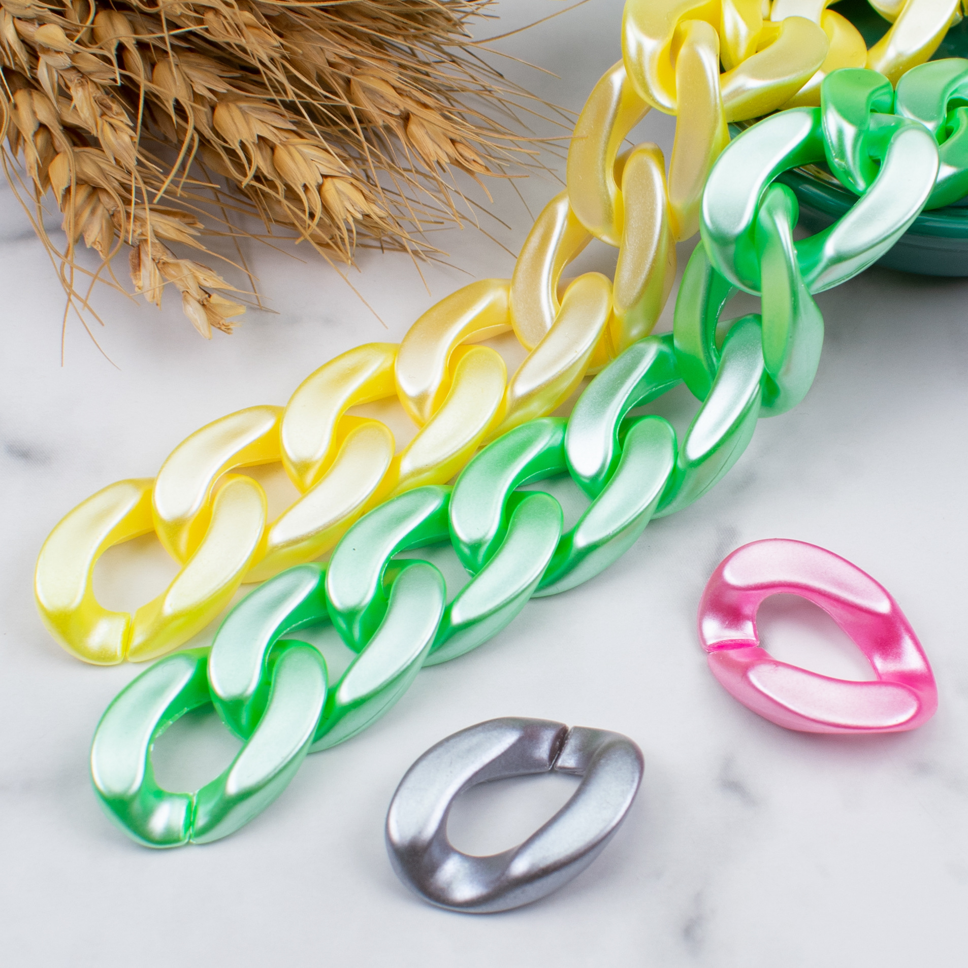 Acrylic Plastic Pearlescent Paint Seven Color Chain Chain 20*30 Buckle Open Ring Accessories Diy Luggage Accessories Specification drawing