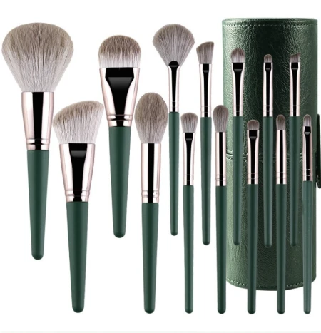 14-piece Green Cloud Makeup Brush set, soft wooden handle, Cangzhou beauty tools Beginner's complete set of makeup brushes in stock 14-piece Green Cloud Makeup Brush set, soft wooden handle, Cangzhou beauty tools Beginner's complete set of makeup brushes in stock
