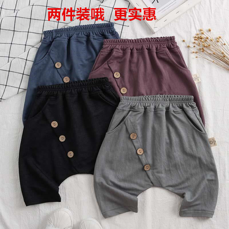 Children's summer pants, summer casual shorts, loose, thin and comfortable wide-crotch pants for boys and girls, large pp seven-inch pants, trendy style