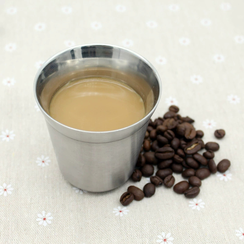Double Stainless Steel Coffee Cup Straw Espresso Color 304 Insulated Shot Glass 80Ml Mini Coffee Cup details Picture