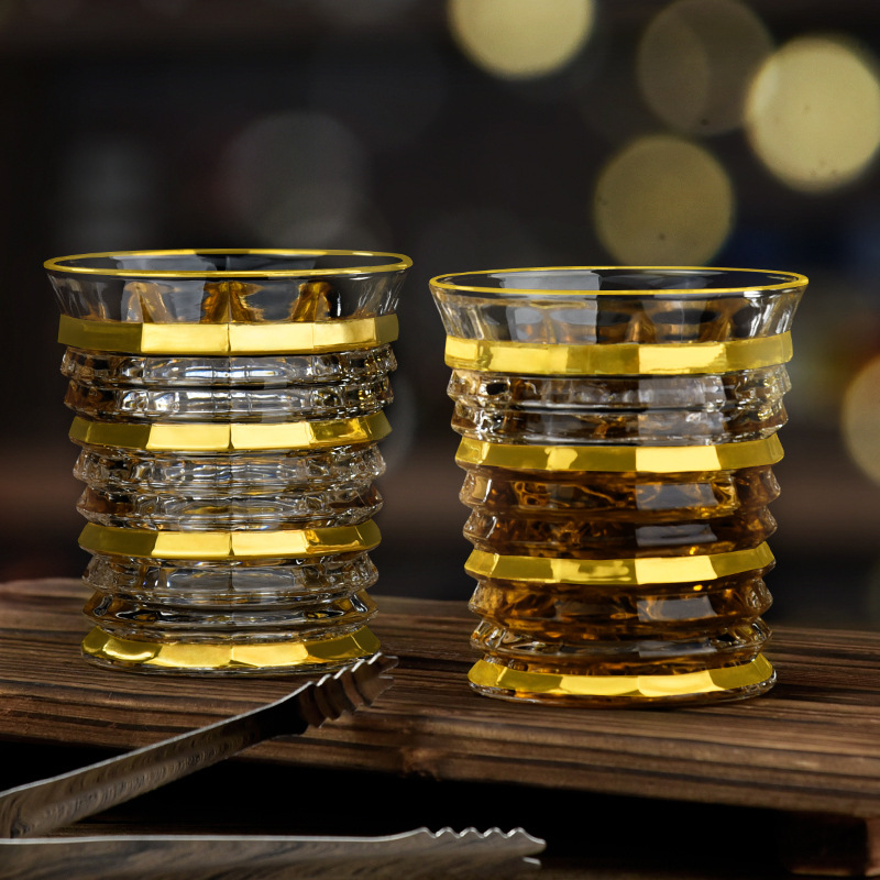 Glass Wine Bottle Hand Tracing Gold Thread Whiskey Set Luxury Crystal Tracing Gold Wine Set Glass Wine Bottle Set Application Scenario