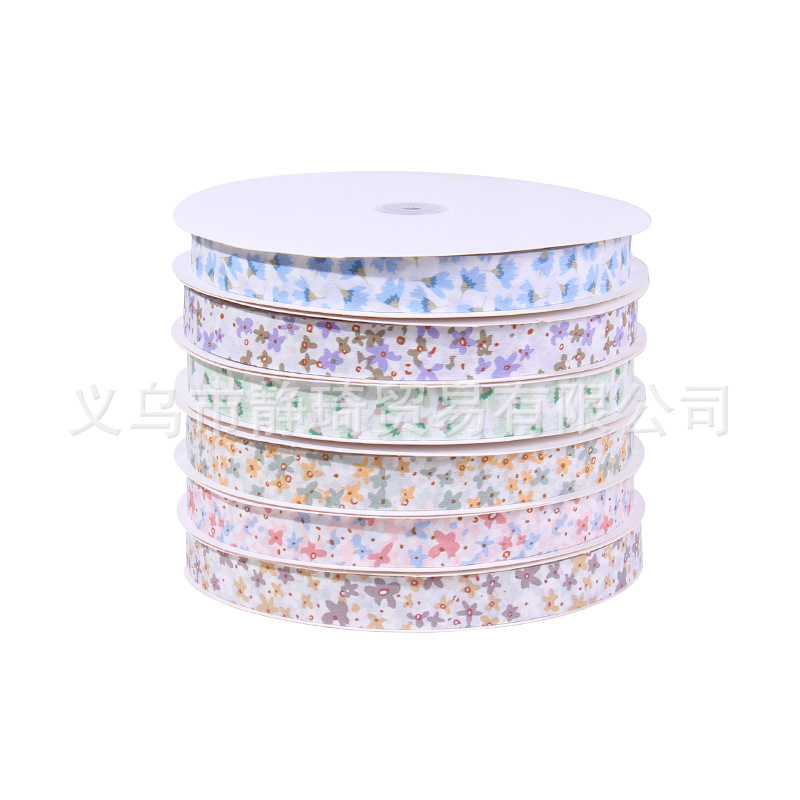 Korean version double-sided small flower printed pattern ribbon diy bow children's hair accessory material cake flower packaging tape Item Picture