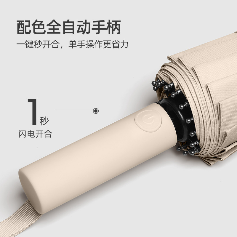 32-bone fully automatic umbrella, rain and sun dual-purpose, UV-resistant folding umbrella, high-end sun umbrella with printed advertising Logo Item Picture