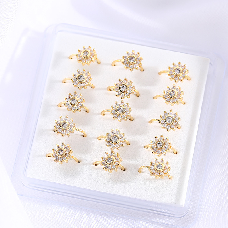 Creative Sunflower Opening Free Piercing Nose Ring Fashion Personality Hao Stone Piercing Jewelry High Sense Jewelry Accessories For Women details Picture